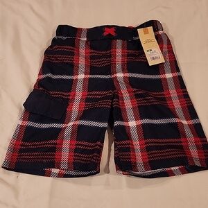 Cherokee Red and White Swim Trunks with Mesh Liner. Size Medium